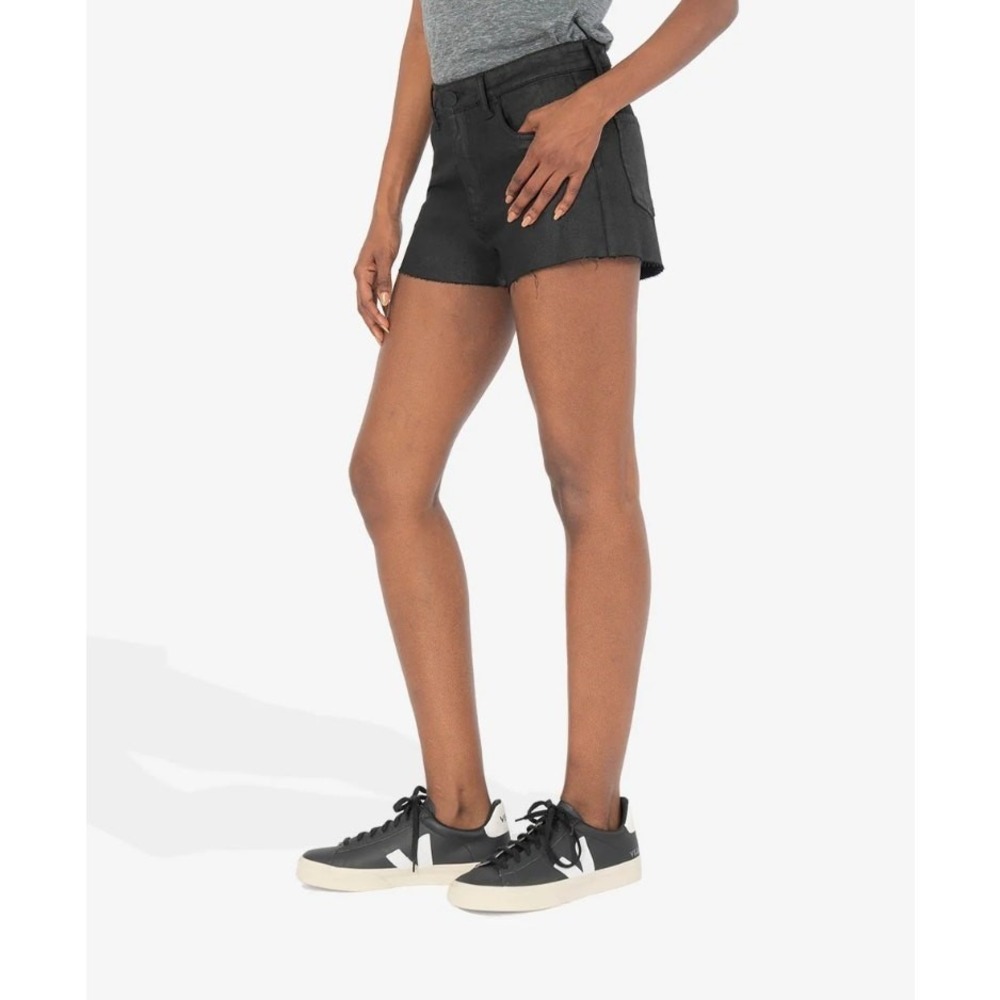 KUT from the Kloth Jane Faux Leather High Rise Shorts Womens 6 Black Cut Off